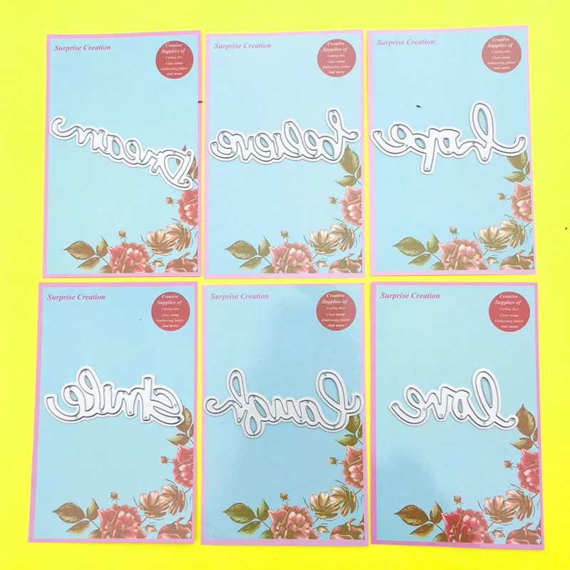 

6-Set Cutting dies Sentiment word dies Cardmaking & Scrapbooking DIY Paper Craft stencil