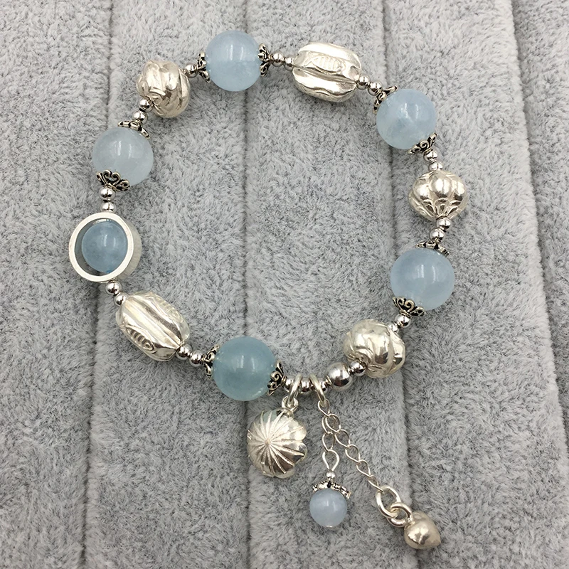 Sinya Natural Aquamarine Bracelet in 925 sterling silver blue crystal elastic bangles for Lover women ladies Mum best gift 2018 (14)