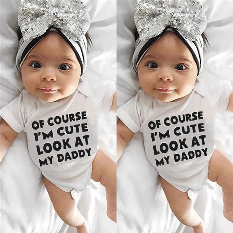 Baby Clothing Newborn Infant Baby Girl Boy Short Sleeve Letter Romper Jumpsuit Outfits Clothes romper do beb menina #20O17 #F (11)