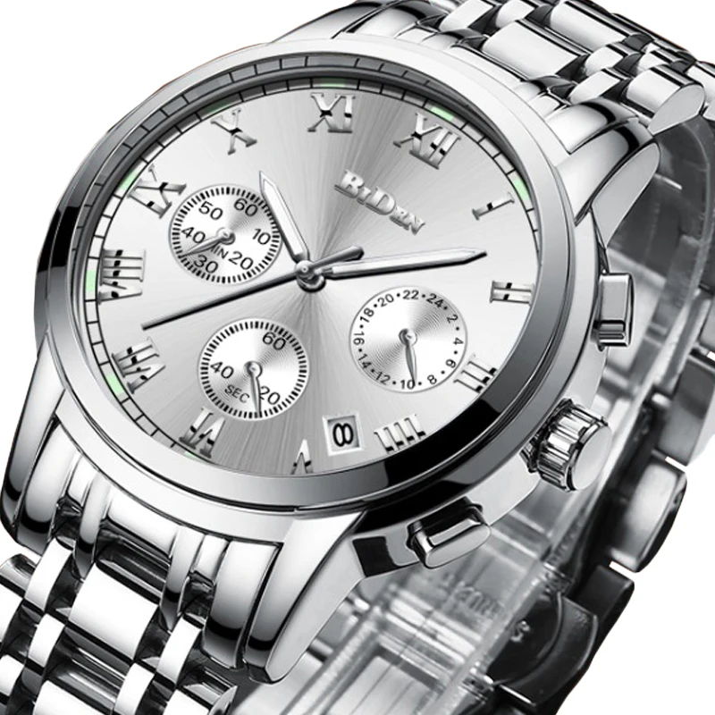 

BIDEN Watch Men Fashion Sports Quartz Clock Mens Watches Top Brand Luxury Full Steel Business Waterproof Watch Relogio Masculino