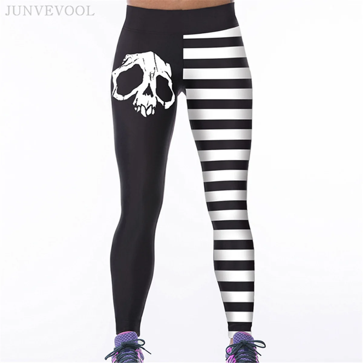 

Crop Zebra Styles Leggings Women 2017 Women's Black White Patchwork 3D Legging Sexy Legins Punk Rock Fitness Gothic Trousers