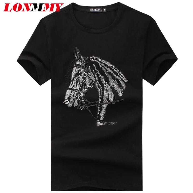 LONMMY Horse pattern t shirt men Tops Tees hip hop Casual mens clothing