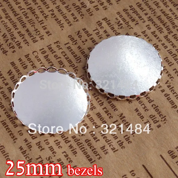 

silver plated 500piece/lot round lace pendant tray pendant blanks 25mm bezels cameo base cabochon setting