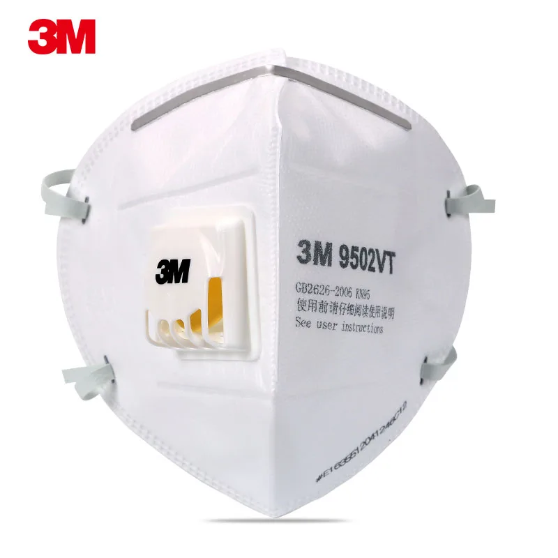 

5pcs/Lot 3M 9502VT Particulate Respirator Dust Mask with Cool Flow Valve Breathable Mask KN95 Standard Disposable Mask LT2007