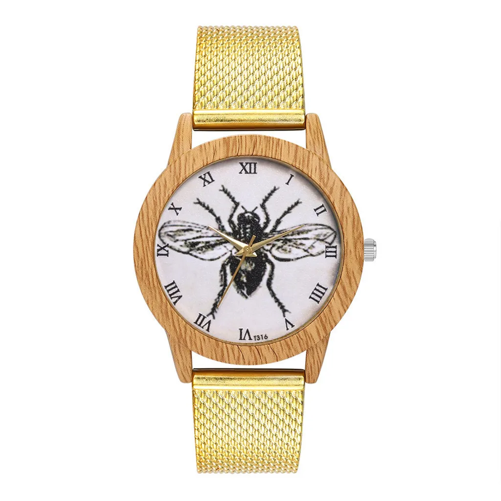 Horloges хит продаж часы браслет для женщин с изображением насекомых древесины