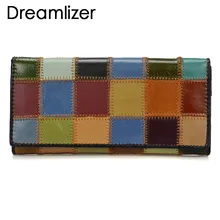 Dreamlizer, новинка, модные женские кошельки из кусков, Длинный кошелек из натуральной кожи, Женский Цветной клатч на молнии