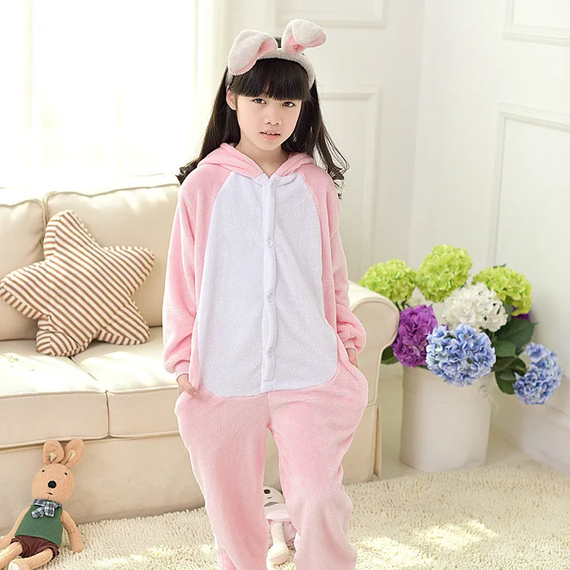 cat pink Пижамы для маленьких мальчиков и девочек; зимняя детская фланелевая теплая одежда для сна с единорогом, пингвином, стежком, пандой; Пижама с Тоторо для детей - Цвет: cat pink