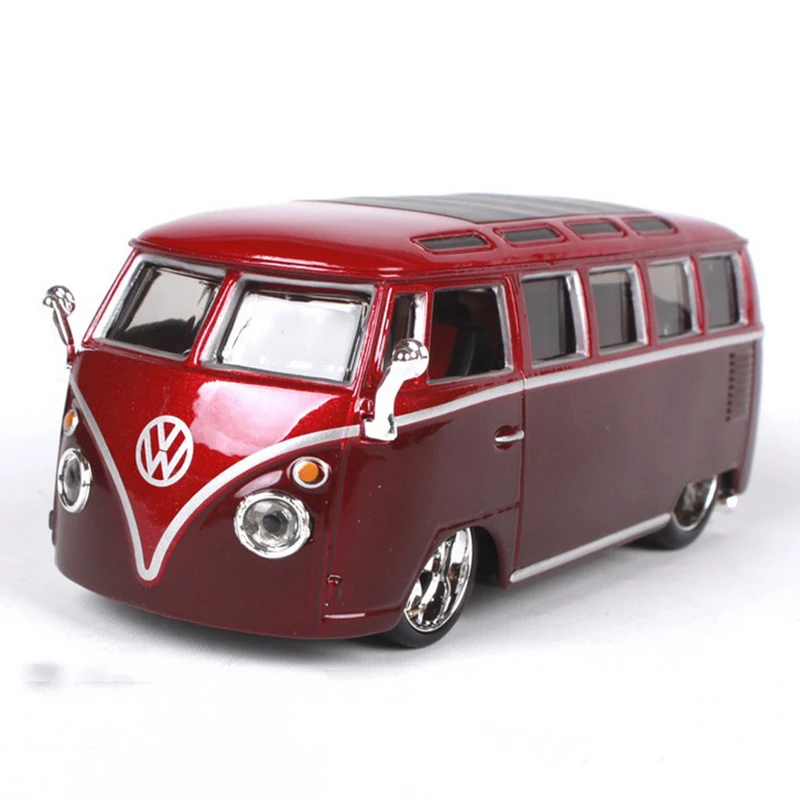 Красные и Желтые цвета 1/32 Масштаб Volkswagen VW Van Samba автобус модели коллекции подарки дисплеи