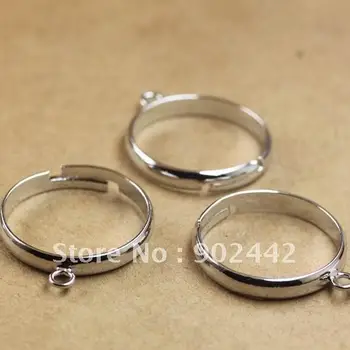 

Free Shipping 200 pcs Silver Color Fringer Ring Base Settings with Loop, Can be tied with charms or beads