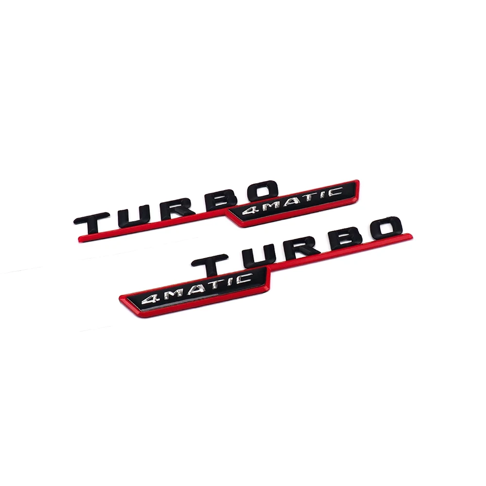 Комплект из 2 предметов, 4MATIC TURBO BITURBO эмблема автомобильное крыло отделка Стикеры для Mercedes Benz AMG CLA GLA W203 W204 W205 W202 C180 C200 C117 C207 - Название цвета: Red-4MATIC TURBO