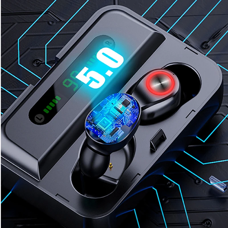 Светодиодный дисплей TWS 5,0 беспроводные наушники 6D стерео Bluetooth наушники Спортивная гарнитура водонепроницаемые наушники светодиодный чехол для зарядки