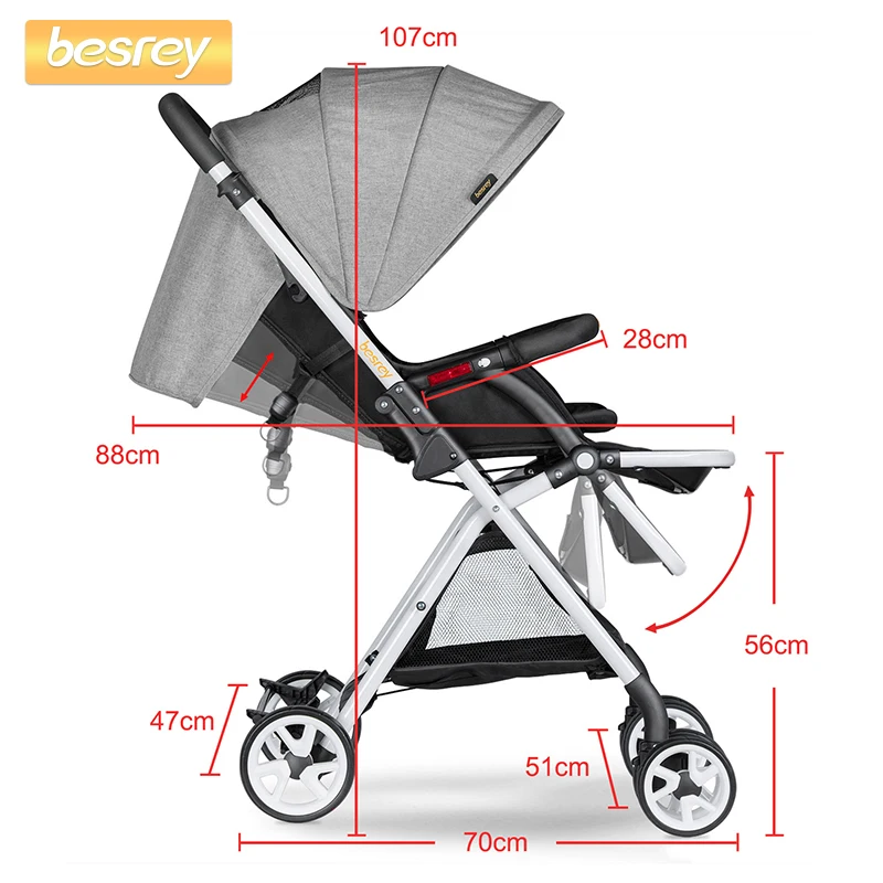 Besrey/детская коляска для новорожденных; коляска для малышей; складная коляска+ дождевик; детская коляска для малышей