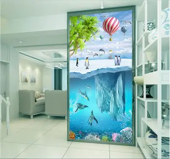 

Custom photo 3d wallpaper Non-woven mural Penguin ice porch Living room decoration painting 3d wall murals wallpaper