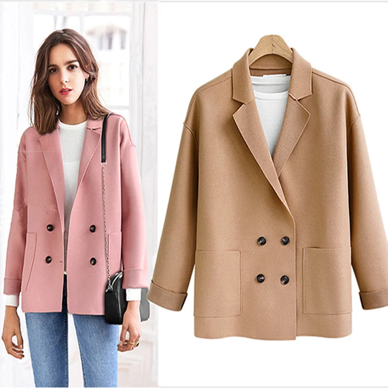 

Women Double Woolen Coat 2018 Winter Overcoat Jacket Women Slim Woolen Cashmere Coats Double Breasted Cardigan Jackets Plus Size