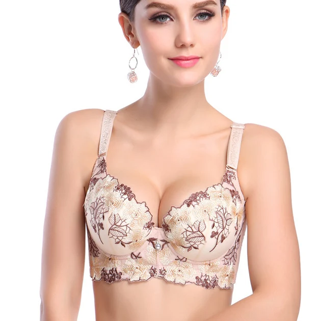 New 2016 French brand ABCD Cup Embroidery Lace Bras Plump Thin Push Up