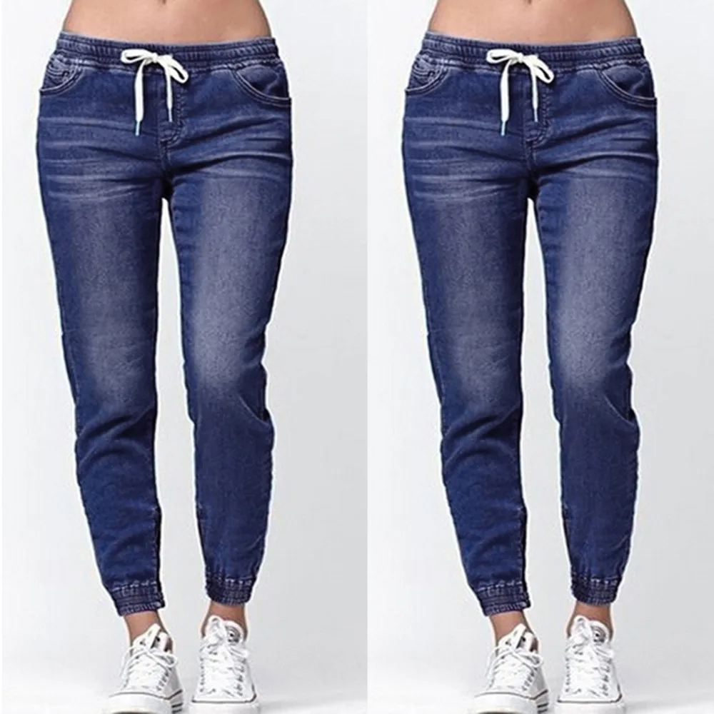 

Jeans Low Waist For Women Casaual Denim Casual Drawstring Plus Cropped Jean Bodycon Elastic Puls Size Long Pants 6.14
