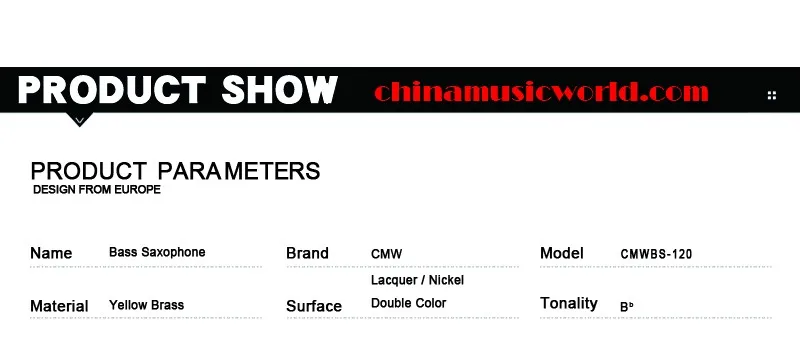 Китай музыкальный мир высокого класса Bb тональность бас саксофон(CMWBS-120