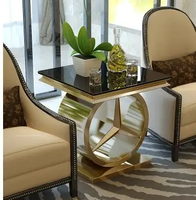 Modern toughened glass small tea table black white corner several sofa edge a few small door model small side table.. Modern toughened glass small tea table black white corner several sofa edge a few small door model small side table..
