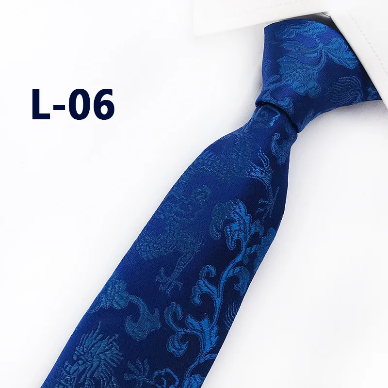 Классические шелковые мужские галстуки, дизайн, Китай, талисман, галстуки 8 см, китайский дракон, галстуки для мужчин, официальные, деловые, свадебные, вечерние, Gravata - Цвет: L-06