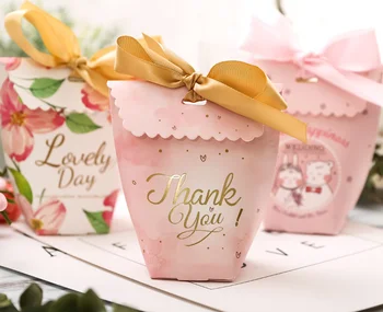 

2019 Multi color thank you Boxes for Wedding Favor/ Baby Shower/Bridal Candy Gift Box Souvenir Package&display lovely story box