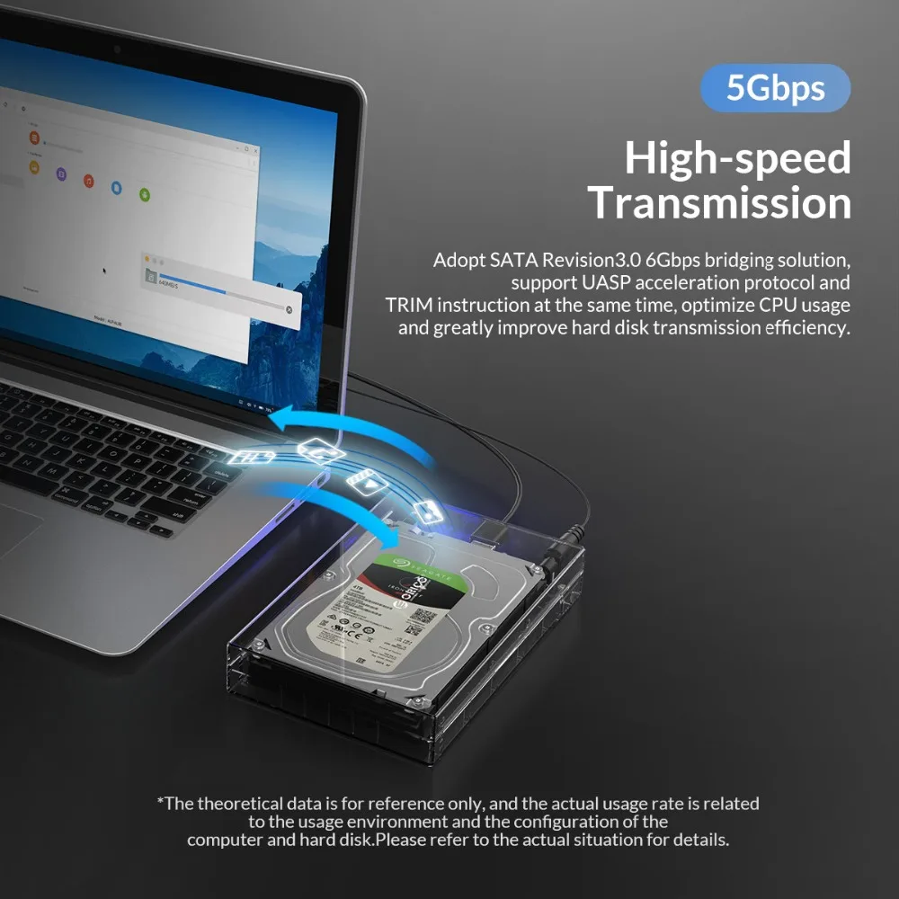 ORICO 3,5 дюйма SATA для USB 3,0 HDD чехол с держателем Поддержка 12 ТБ Макс прозрачный корпус жесткого диска