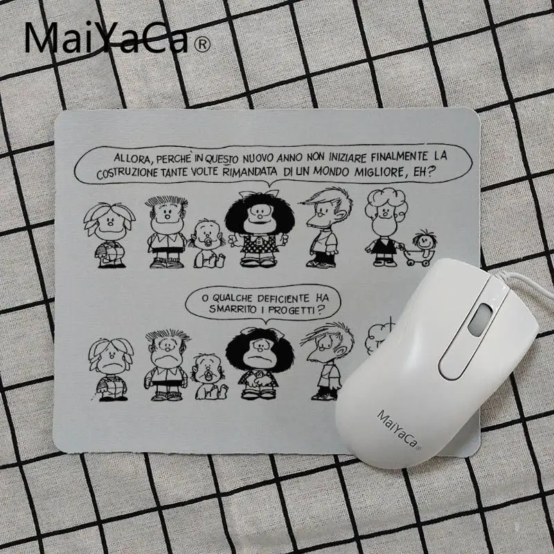 MaiYaCa Naughty Mafalda small Mouse pad PC Computer mat Smooth Writing Pad Desktops Mate gaming mouse pad anime mouse pad - Цвет: No Lock Edge18x22cm