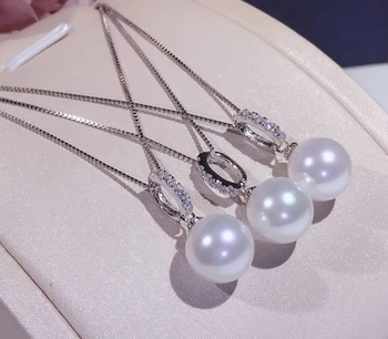 

New Collection Genuine 925 Sterling Silver Love Friendship Family Natural Mother Shell Pearl With CZ Necklace Jewelry For Women
