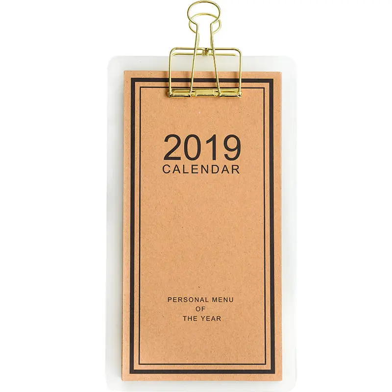 Coloffice 2019 Подставка-Держатель Календарь набор коричневый творческий простой расписание план может порваться календарь школы и офиса 23 * 13cm1PC