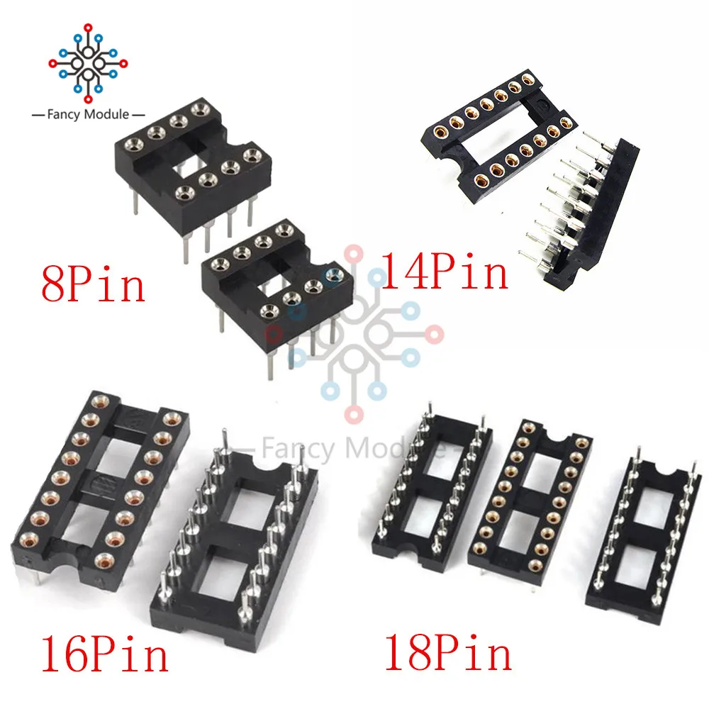 10PCS-8Pin-14pin-16pin-18pin-SIP-DIP-Round-IC-Sockets-Adaptor-Solder-Type-plated-hined