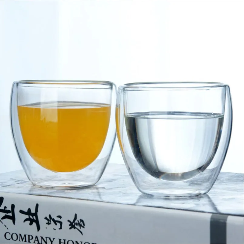 New 1pc Doublelayer Cup 80ml/150ml/250ml/350ml/450ml High Borosilicate