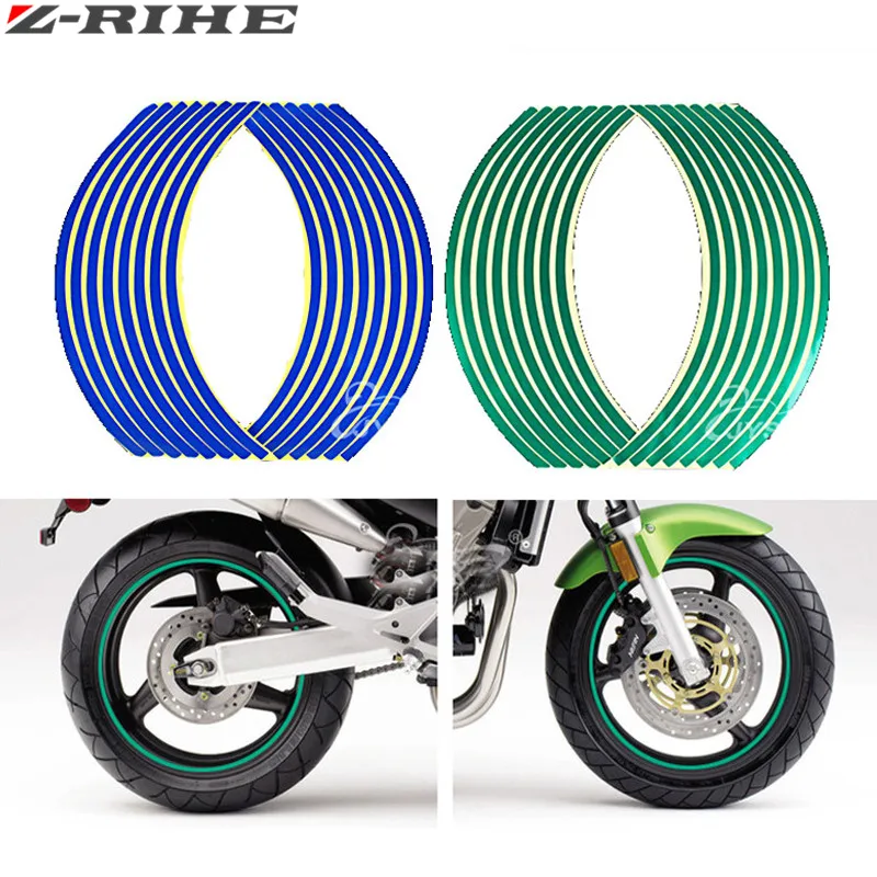 16 Strips Wheel Sticker Reflective Rim Stripe Tape Bike Motorcycle Car Fit for 17 18 inch Blue Orange Yellow Green White Red yellow reflector sheet reflective tape target for total station 50pc 20 20