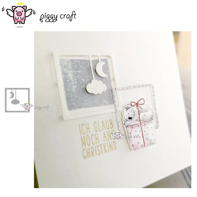 

Piggy Craft metal cutting dies cut die mold Moon cloud chain frame Scrapbook paper craft album card punch knife art cutter die