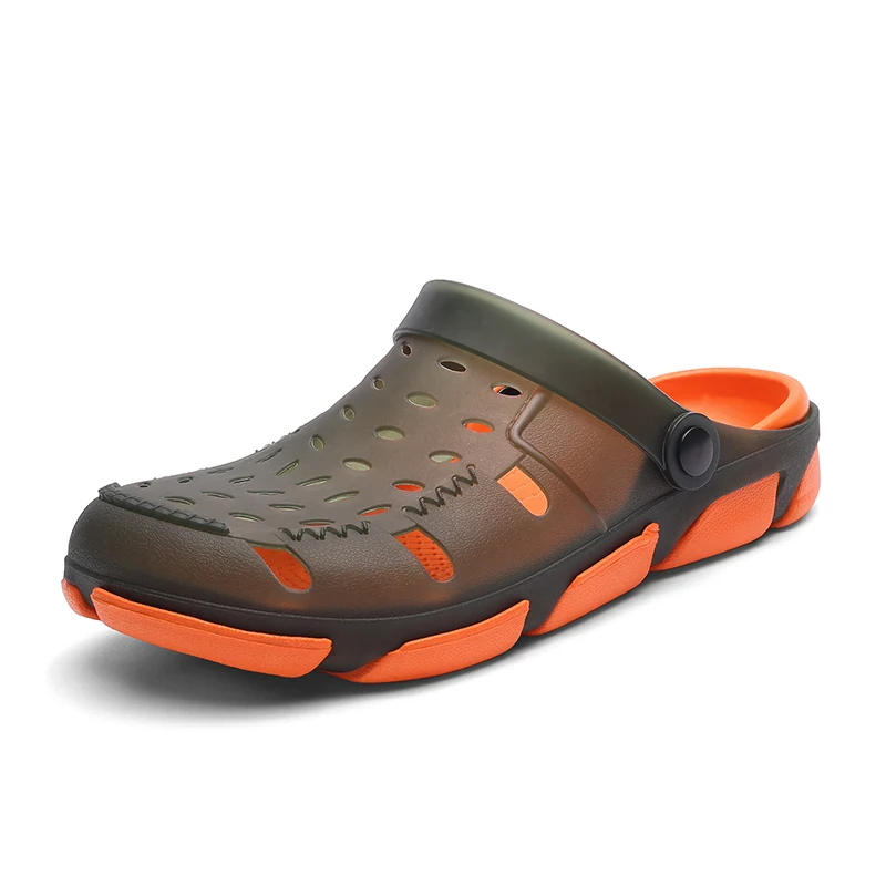 

Hole Shoes 2019 Men Sandals Summer Slippers Shoes Croc Fashion Beach Sandals Casual Flat Slip On Flip Flops Men Hollow Shoes