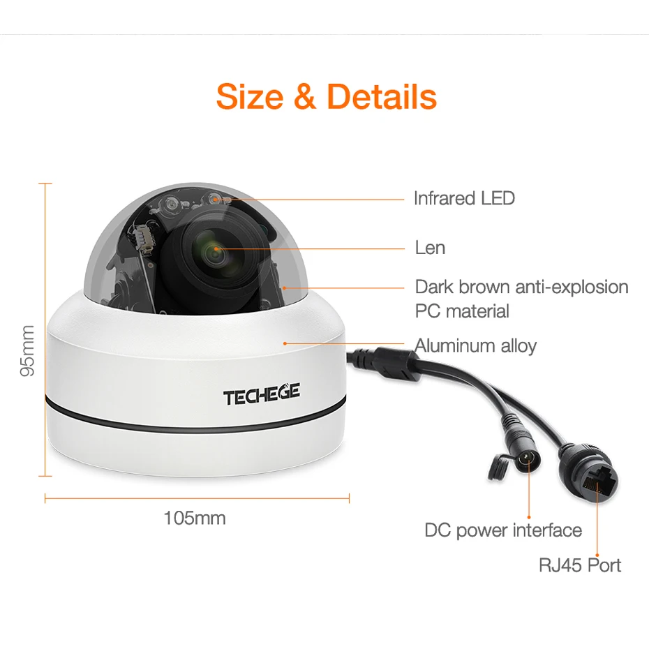 Techege HD 2MP PTZ IP CCTV камера безопасности POE 48 в мини панорамирование/наклон/зум 4X оптический зум скорость купольная камера слежения PTZ с поддержкой протокола ONVIF RTSP