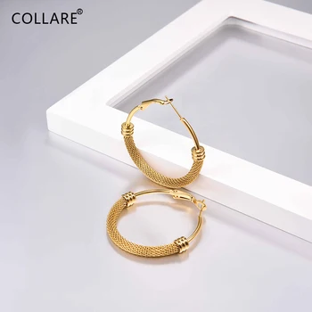 

Collare Hoop Earrings For Women Gold/Black Color Mesh Hoops 316L Stainless Steel Earring Fashion Jewelry E036