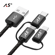 А. С. 3 в 1 USB кабель для iPhone XS X 8 7 6 5 кабель Micro usb type C кабель для samsung S9 S8 кабель для быстрой зарядки 2.4A шнур зарядного устройства