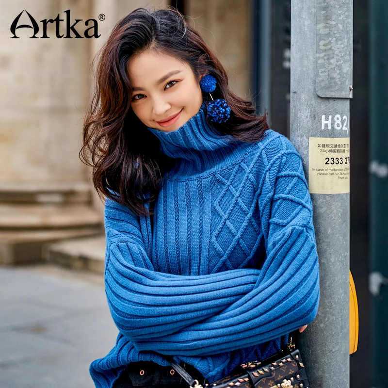 ARTKA 2018 New City Series Autumn&ampWinter Irregular Turtle Neck Pullover Knitwear Sweater JS17021 | Женская одежда