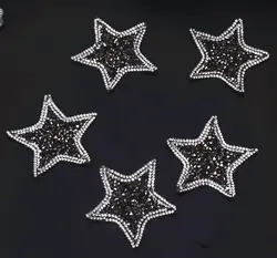 Звезда 6,5 см значок Стразы бисером блестки вышитые нашивки пришить нашивка аппликации заплатка для одежды parches para la ropa