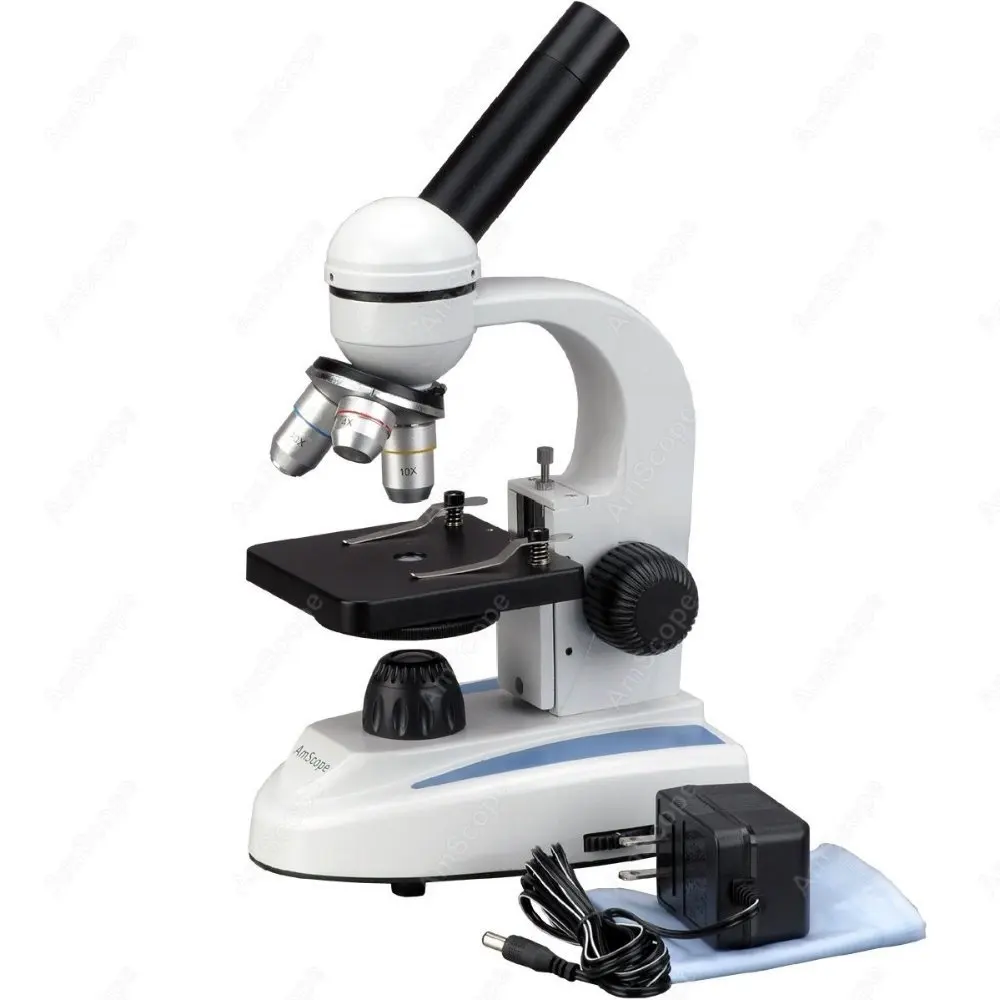 

AmScope Supplies 40X-1000X Student Kids Metal Frame Glass Optics Biological Compound Microscope M149C