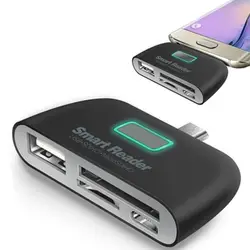 4 в 1 Многофункциональный USB 2,0 SD Smart Card Reader TF OTG картридер адаптер с Micro USB зарядка Порты и разъёмы для ПК дропшиппинг