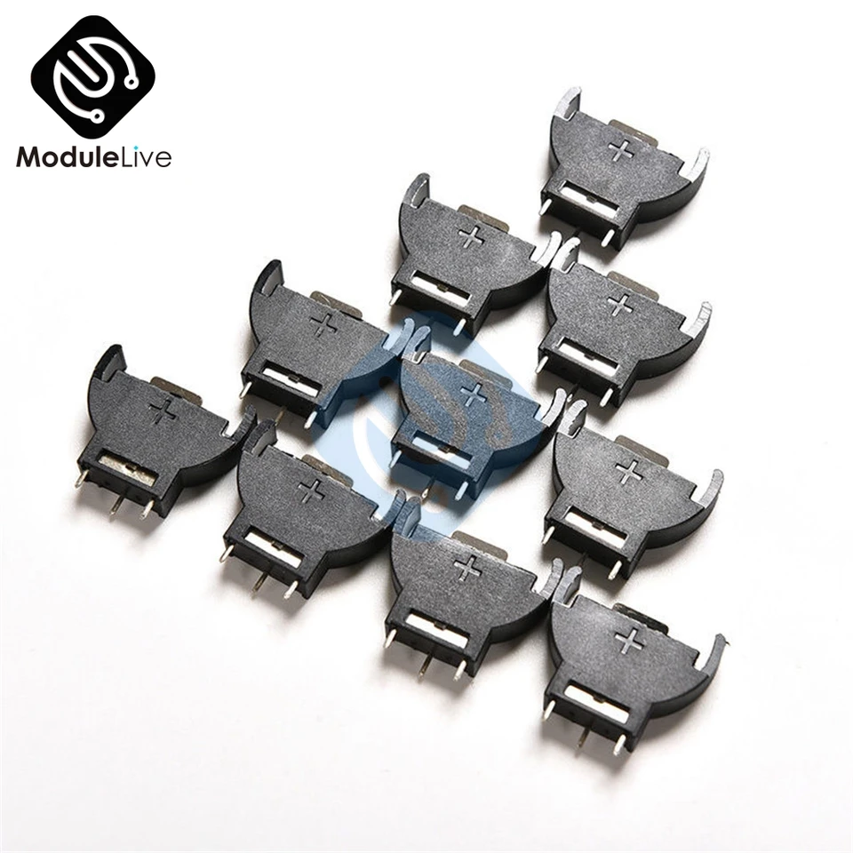 5x CR2032//CR2025 Half-Round Battery Coin Button Cell Socket Holder Case Black RS