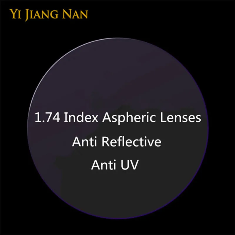 

Yi Jiang Nan Brand 1.74 Index Anti UV Anti Reflection Myopia Prescription Ultra Thin CR39 Lenses Far Sight Optical Recipe Lens