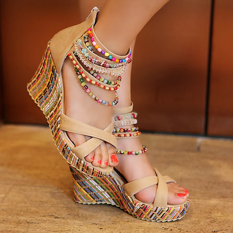 colorful wedge sandals