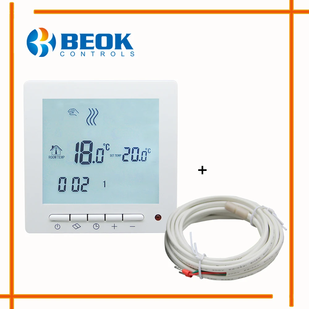 

BEOK TOL63R-EP White Backlight Electric Heating Thermostat for Warm Floor Programmable Digital Temperature Regulator with Sensor