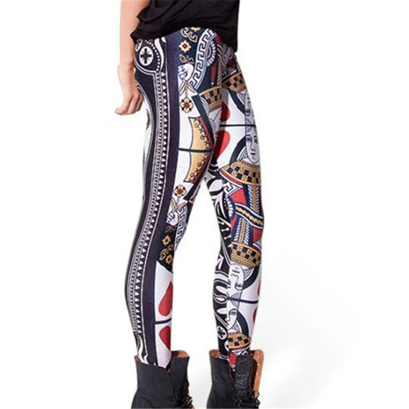 

Halloween Legging Women Vintage Leggin Digital Printing Queen Of Hearts Skinny Poker Milk Famale Clothing Fluorescence Brand