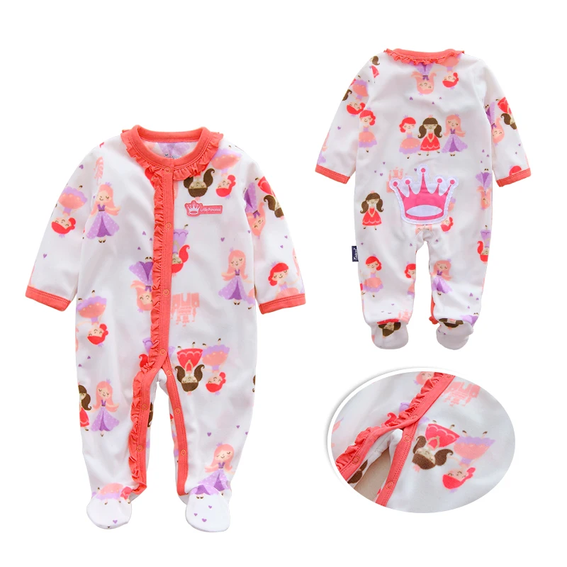 

0-12M Autumn Fleece Baby Rompers Cute Cartoon Clothing Set for Baby Boys Infant Baby Girls Clothes Jumpsuits Foot Coveralls
