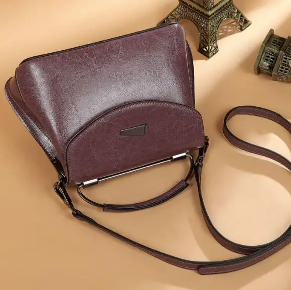 Женская сумка, сумки из натуральной кожи для женщин, женская сумка через плечо, дизайнерская Брендовая женская сумка-мессенджер - Цвет: Фиолетовый