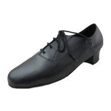 Soft Latin Dance Shoes Man Black Professional Net Breathe Lace Up Ballroom Dance Shoes Salsa Shoes Low Square Heels
