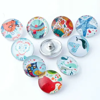 

Snap Jewelry 60PCs round shaped rhinstone Mixed Glass fish snap new button Fit DIY Bracelets Multicolor Flower 18mm