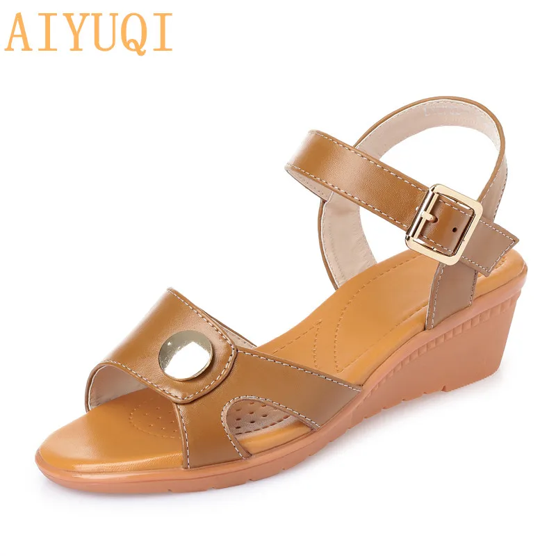 

AIYUQI Women sandals genuine leather 2019 summer new female Roman sandals wedge lady sandals plus size 41 42 43 shoes women